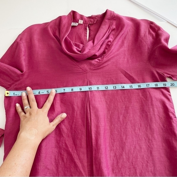 Vintage Christian Dior Raspberry Pink Long Sleeve Drape Neck Shirt Size 8 - Picture 4 of 7